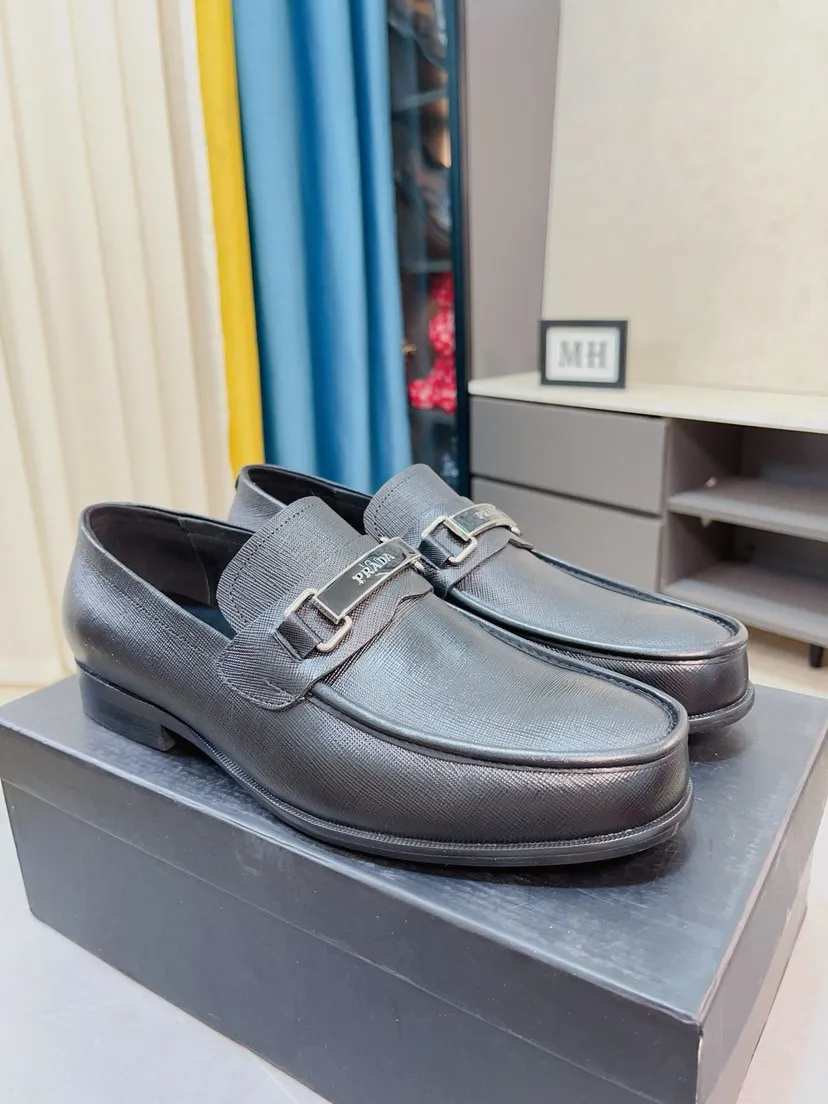 Men's shoes 💰540🌹🌹【PRADA Leather Shoes】Top purchasing agency Original imported Italian custom-made open-edge beaded cowhide leather surface, fully imported water-dyed breathable cowhide lining, original factory special molded sole super comfortable, size: 38-44